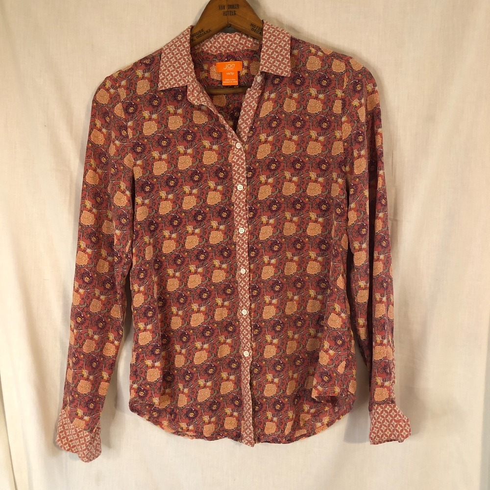 Joe Fresh 100% Silk Patterned Buttoned Down Shirt Womens Size XS Floral